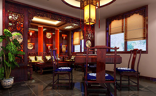 稻城古典中式风格茶楼包间设计装修效果图